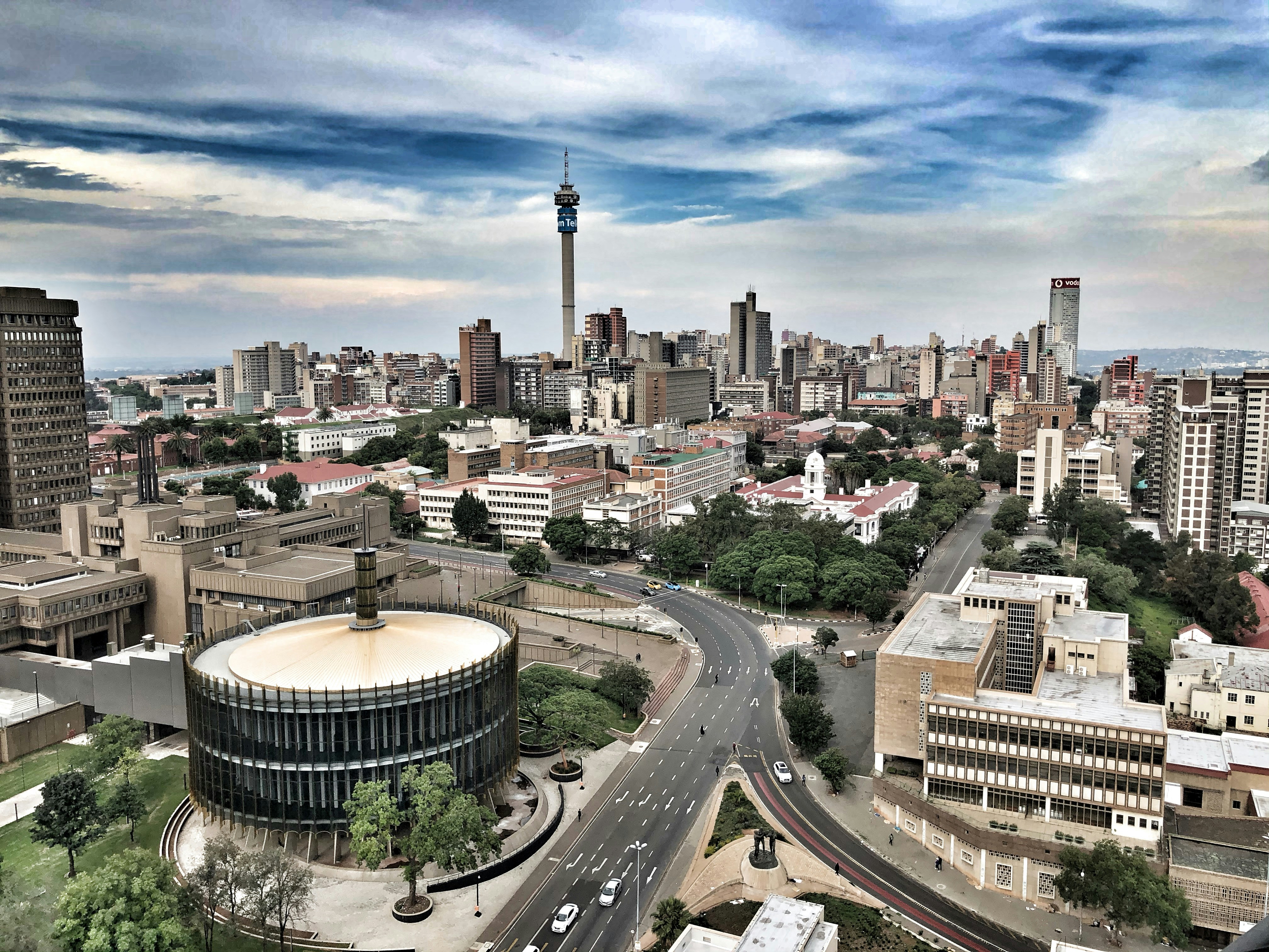 Johannesburg skyline with dramatic sky